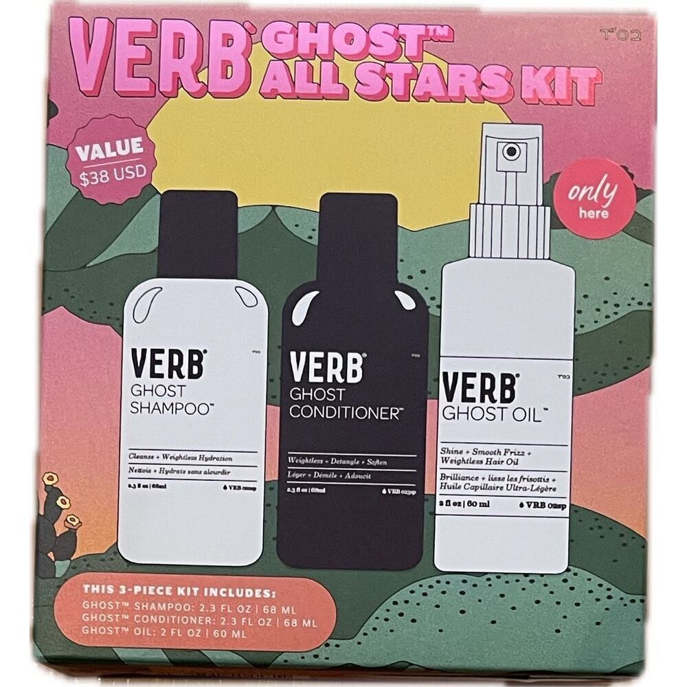 Verb Ghost All Stars Kit Shampoo Conditioner + Oil Sample Set Travel Size NIB